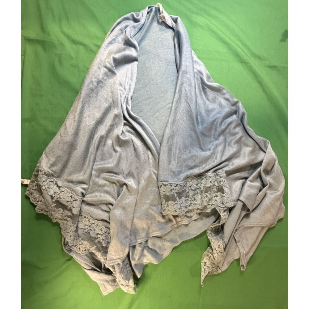 LC Lauren Conrad Duster Cardigan Light Blue with Lace Accents